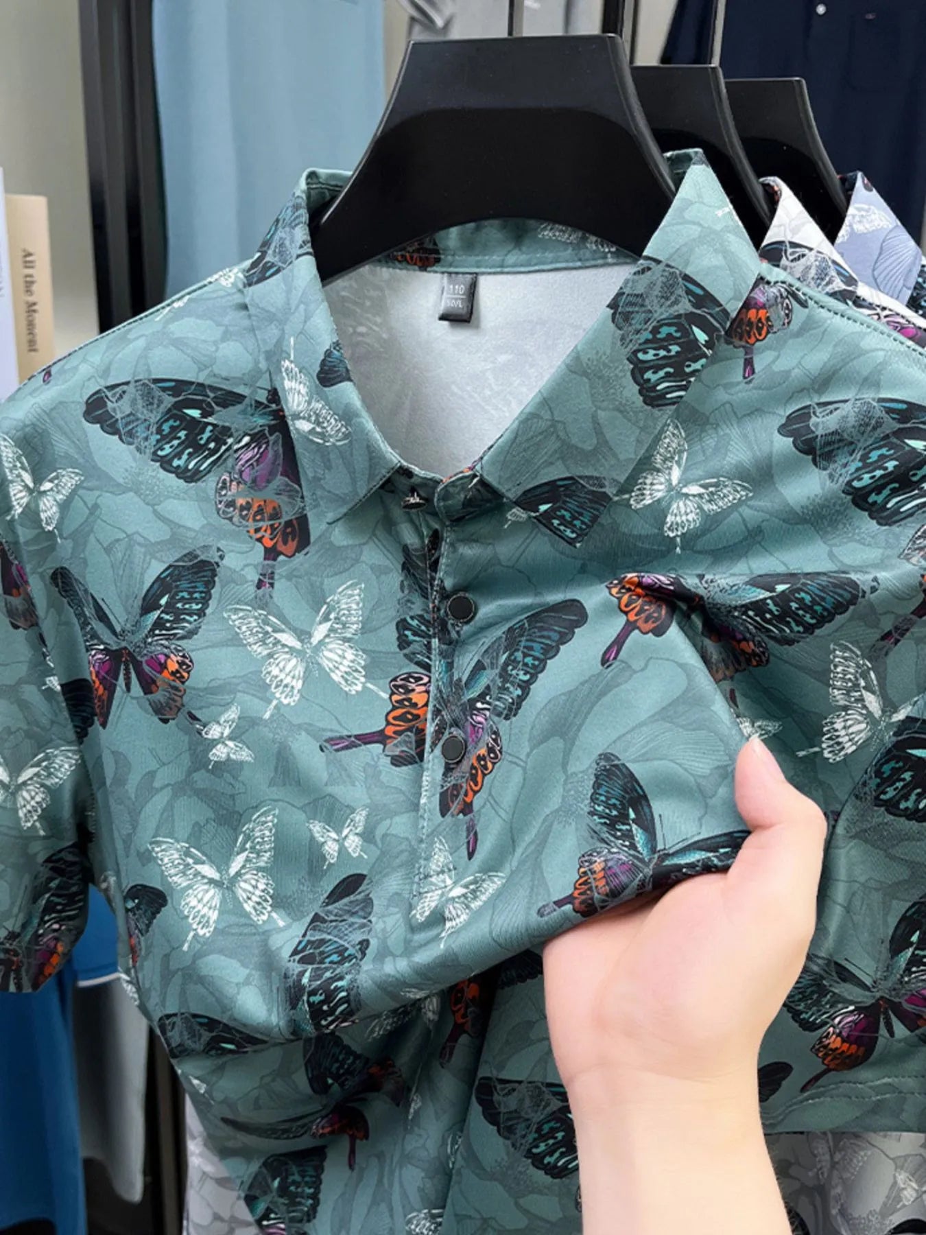 Men's Plus Size Butterfly Print Short Sleeve Polo | Tampa Bay Discounts