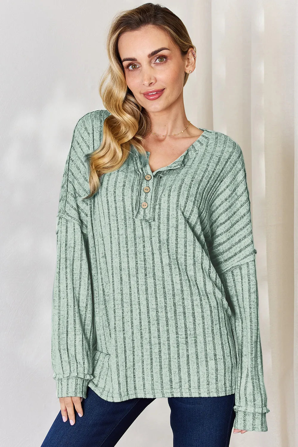 basic-bae-full-size-ribbed-half-button-long-sleeve-t-shirt image 28