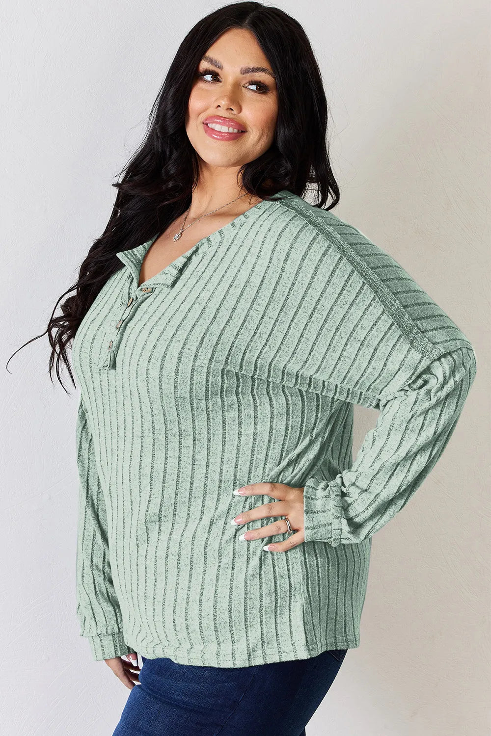 basic-bae-full-size-ribbed-half-button-long-sleeve-t-shirt image 27