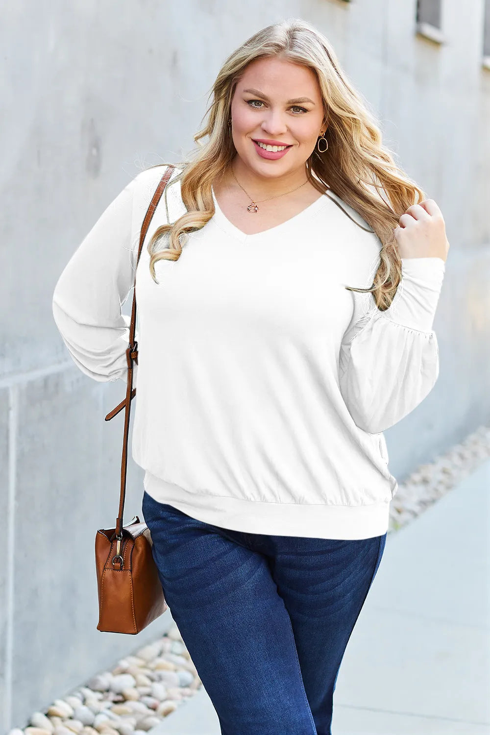 basic-bae-full-size-v-neck-lantern-sleeve-top image 27