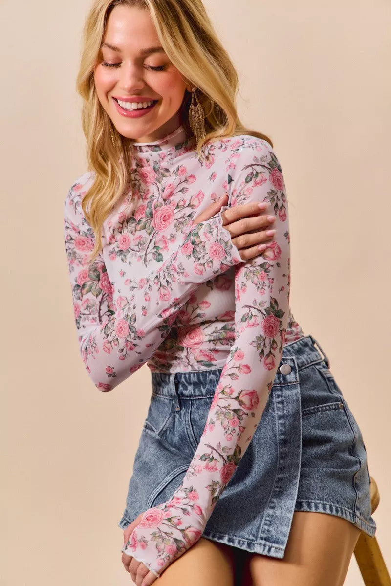 so-me-floral-rose-print-mesh-sheer-layering-top image 7