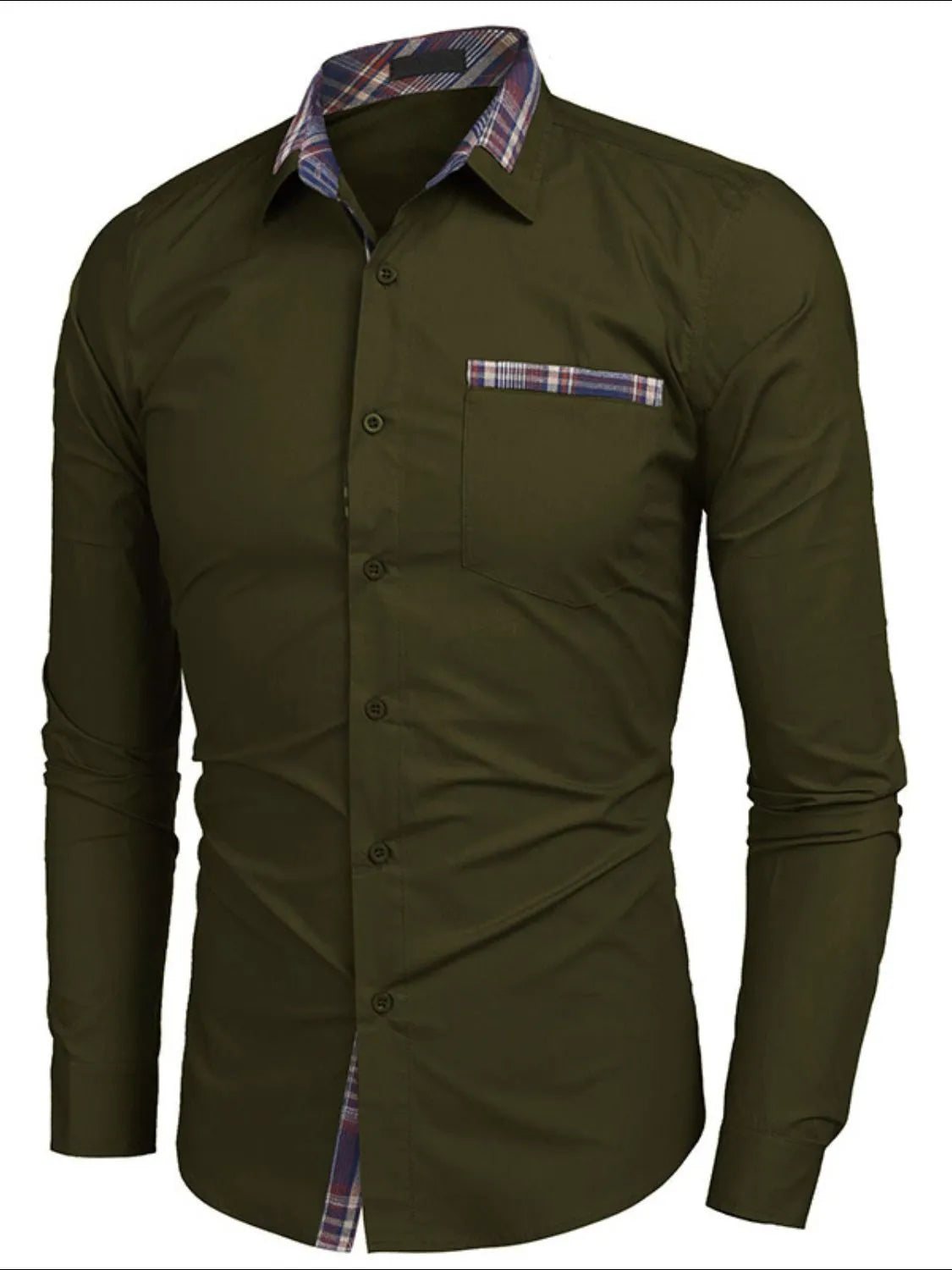 Men's Plaid Collared Neck Long Sleeve Shirt | Tampa Bay Discounts