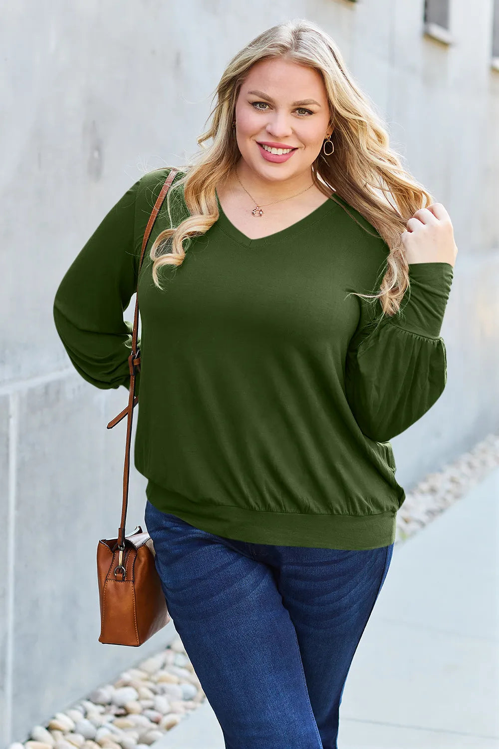 basic-bae-full-size-v-neck-lantern-sleeve-top image 19