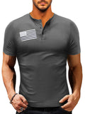 Men's American Flag Short Sleeve Henley Top | Tampa Bay Discounts