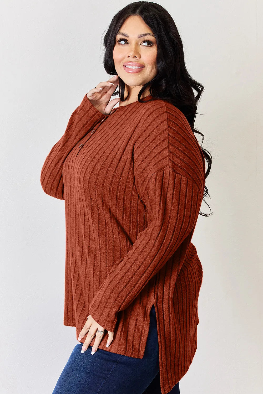 basic-bae-full-size-ribbed-half-button-long-sleeve-high-low-t-shirt image 27