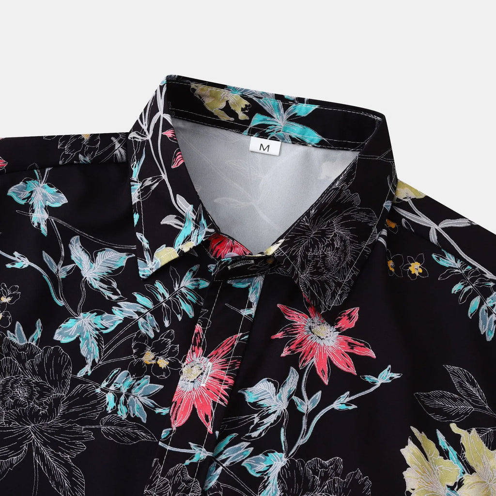 Men's Plus Size Floral Print Short Sleeve Button Down Casual Shirt | Tampa Bay Discounts