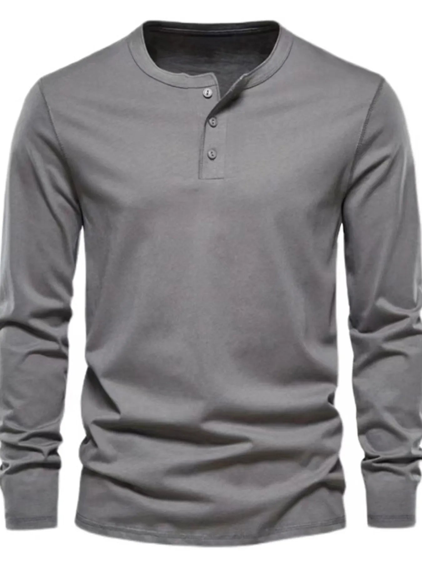 Men's Full Size Button Detail Long Sleeve Henley T-Shirt Plus Size | Tampa Bay Discounts