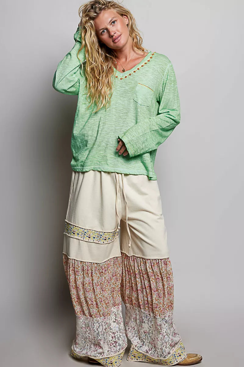 pol-v-neck-contrast-stitch-lightweight-knit-long-sleeve-top image 4