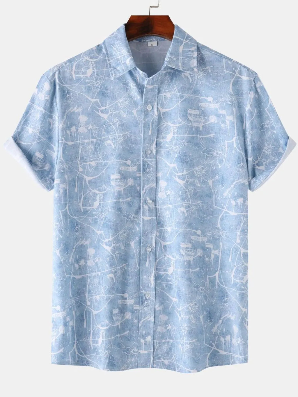 Men's Printed Short Sleeve Button Down Shirt | Tampa Bay Discounts