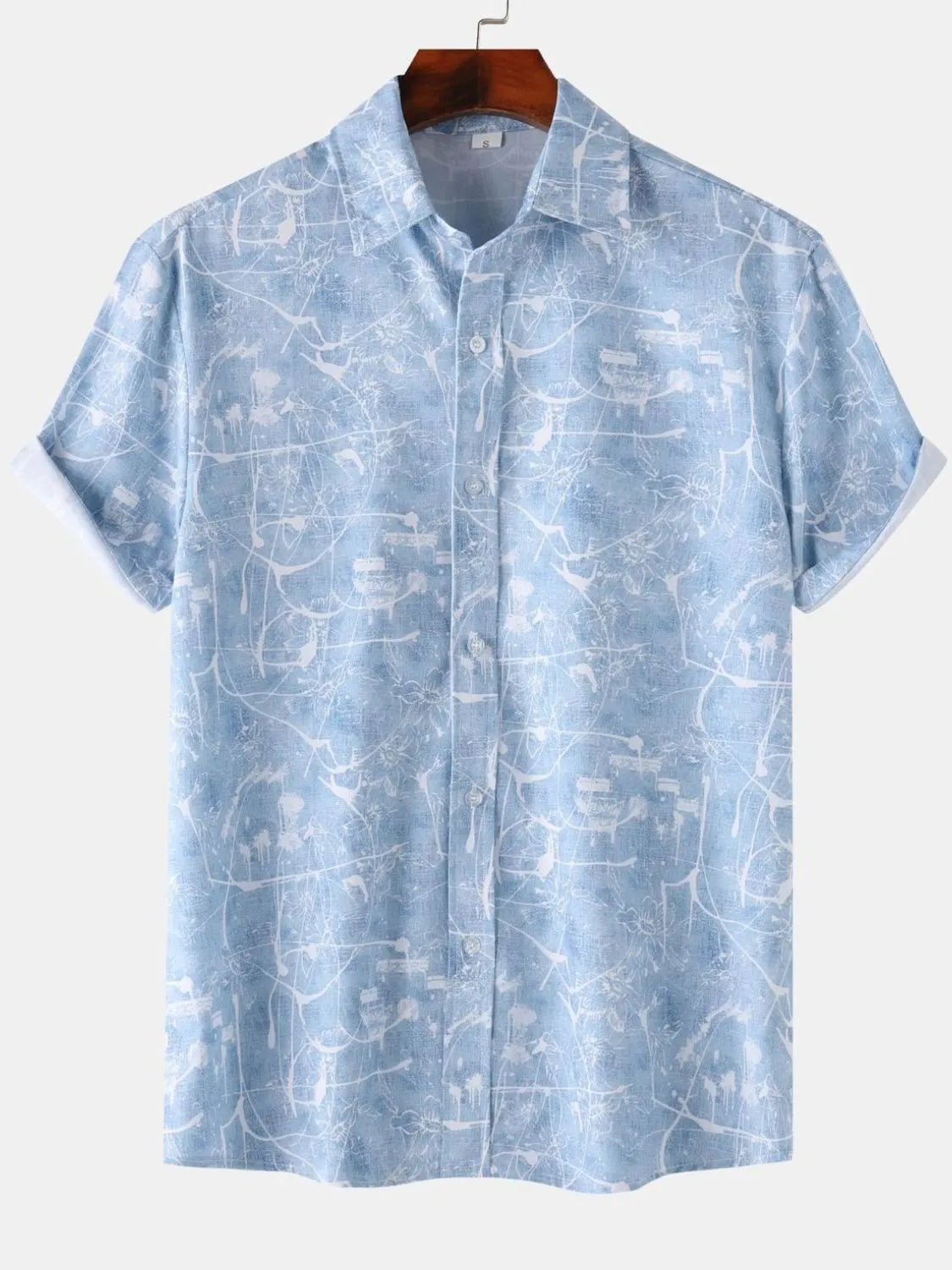 Men's Printed Short Sleeve Button Down Shirt | Tampa Bay Discounts