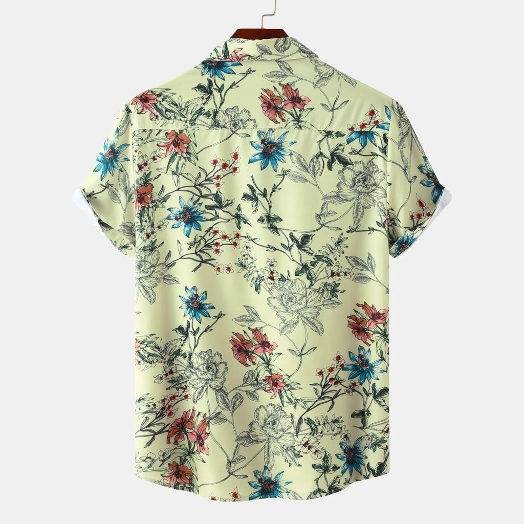 Men's Plus Size Floral Print Short Sleeve Button Down Casual Shirt | Tampa Bay Discounts
