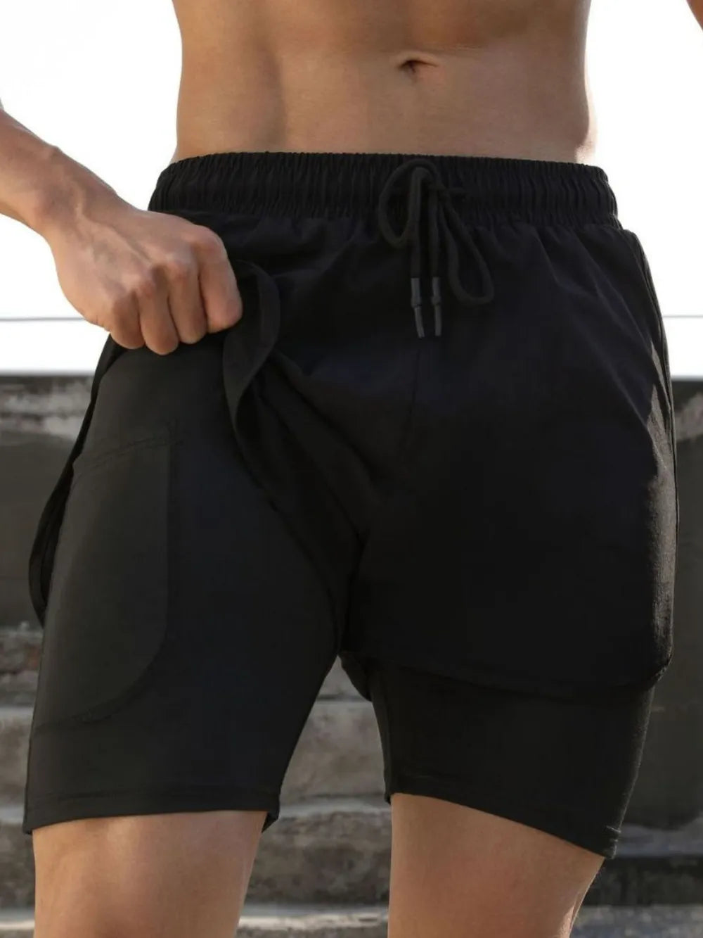Men's Drawstring Active Shorts with Built-In Compression Liner | Tampa Bay Discounts