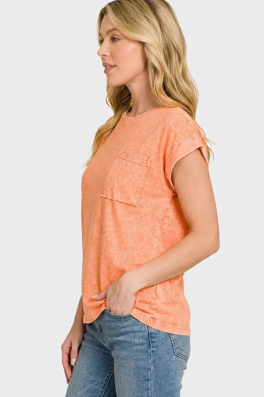zenana-halo-snow-washed-cuffed-short-sleeve-tee-5 image 2