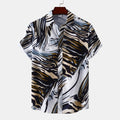 Men's Plus Size Abstract Tiger Print Short Sleeve Button-Up Shirt | Tampa Bay Discounts