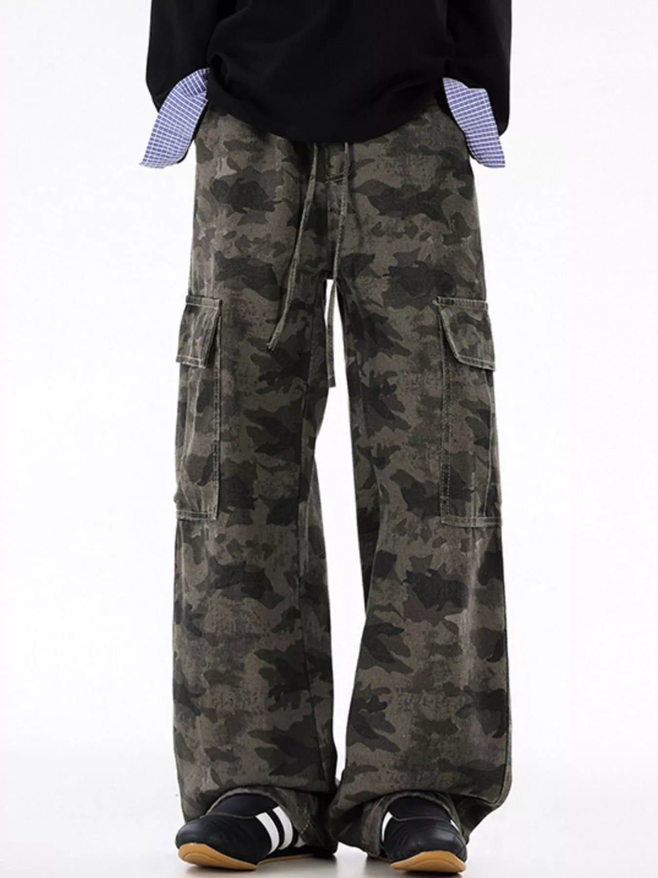 Men's Plus Size Drawstring Camouflage Wide Leg Pants | Tampa Bay Discounts