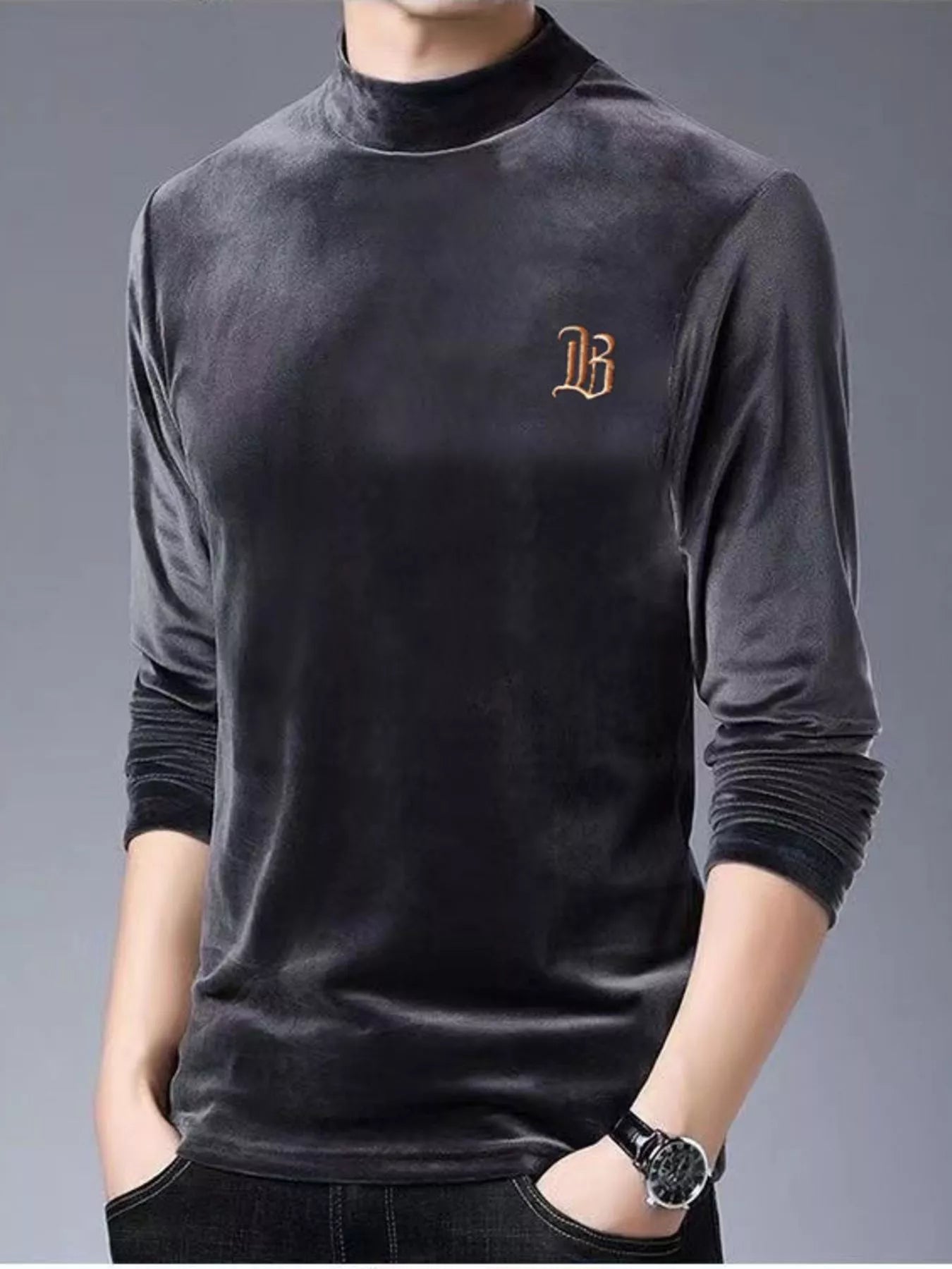 Men's Plus Size Mock Neck Long Sleeve Top | Tampa Bay Discounts