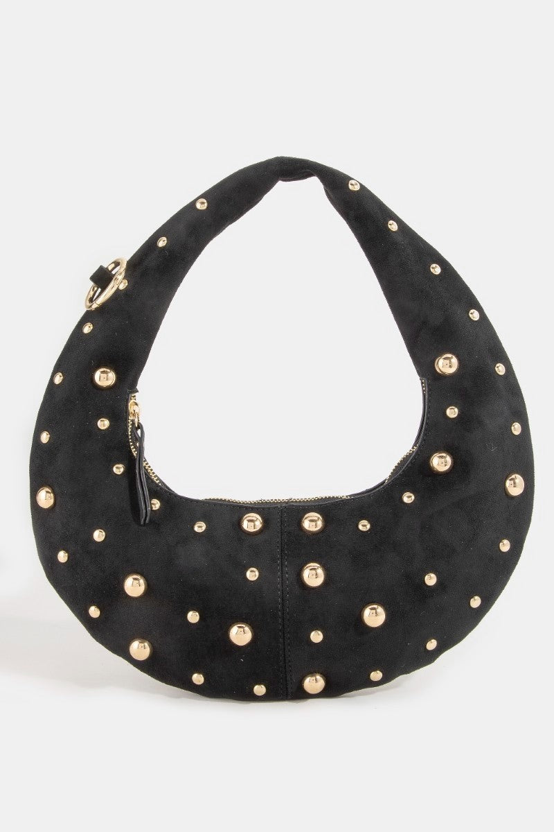 fame-dome-studded-chrome-crescent-hand-bag 7