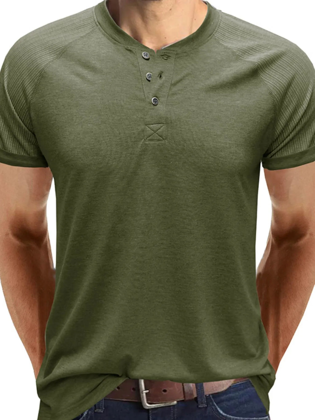 Men's Short Sleeve Henley Button Top | Tampa Bay Discounts