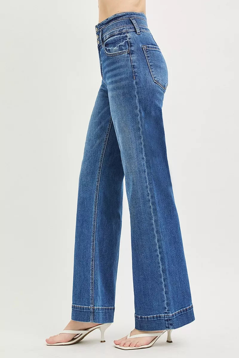 risen-high-rise-wide-leg-wide-band-detail-jeans Image 4