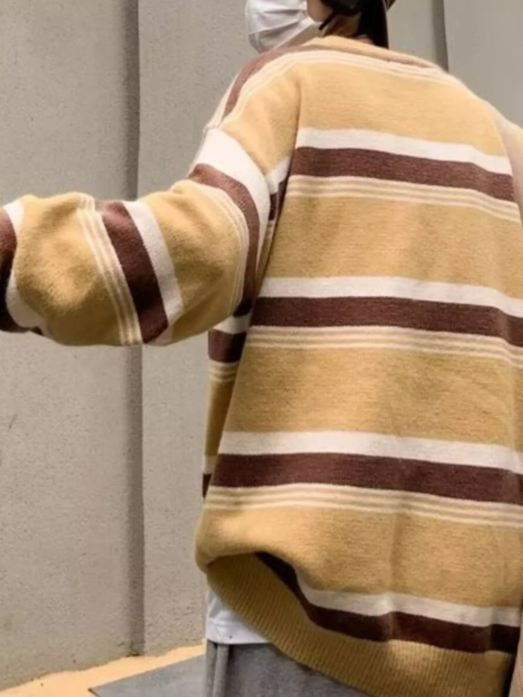 Men's Striped Knit Dropped Shoulder Sweater | Tampa Bay Discounts