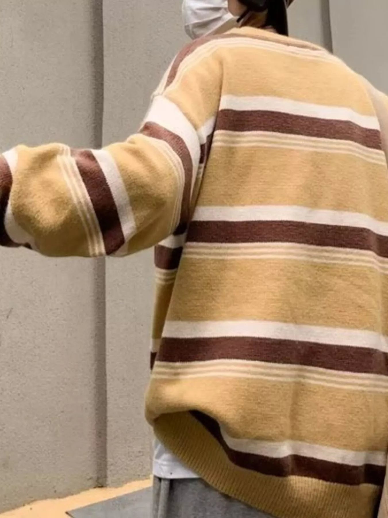 Men's Striped Knit Dropped Shoulder Sweater | Tampa Bay Discounts