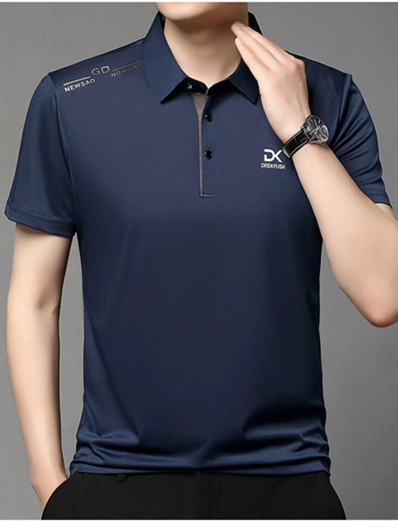 Men's Plus Size Button Detail Short Sleeve Polo | Tampa Bay Discounts