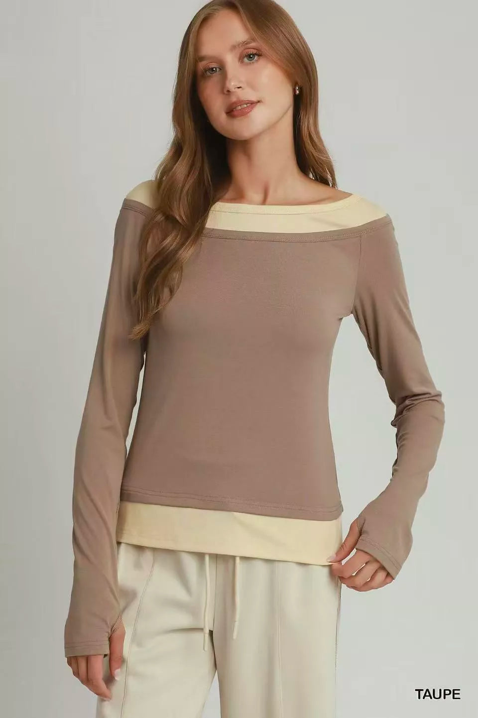 umgee-layered-twofer-long-sleeve-top image 1