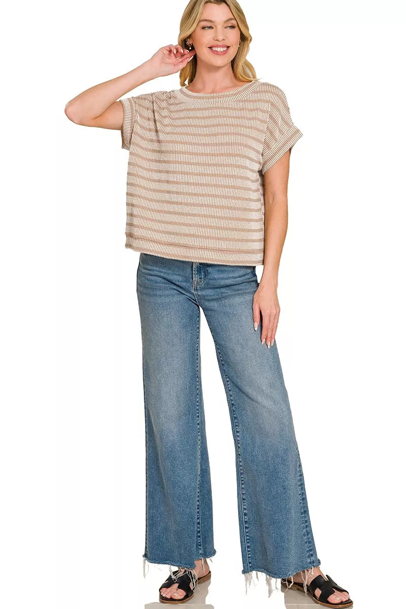 zenana-raised-rib-striped-top image 6