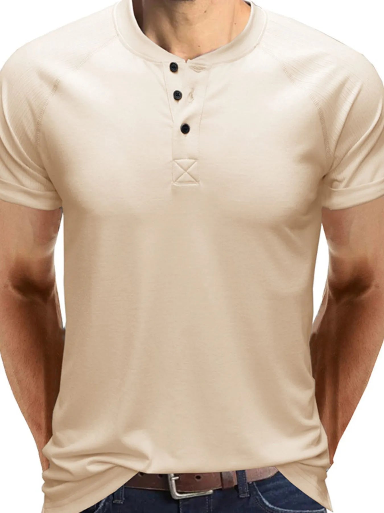 Men's Short Sleeve Henley Button Top | Tampa Bay Discounts