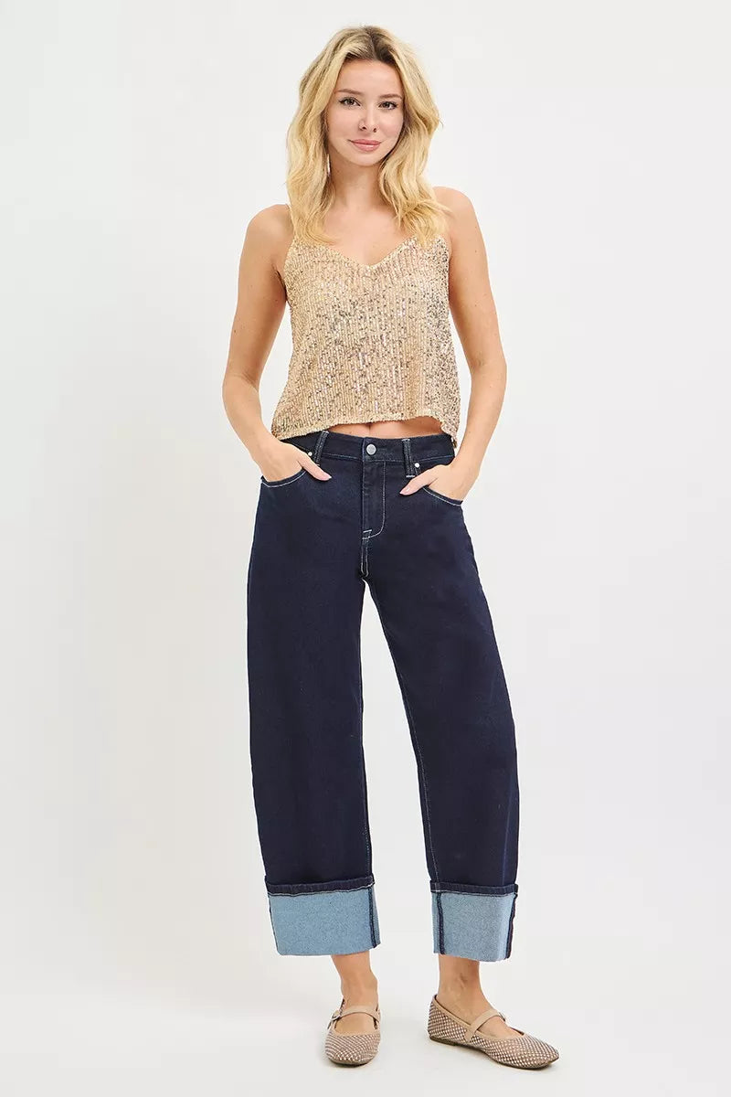 risen-slouchy-crop-barrel-cuffed-hem-jeans Image 6