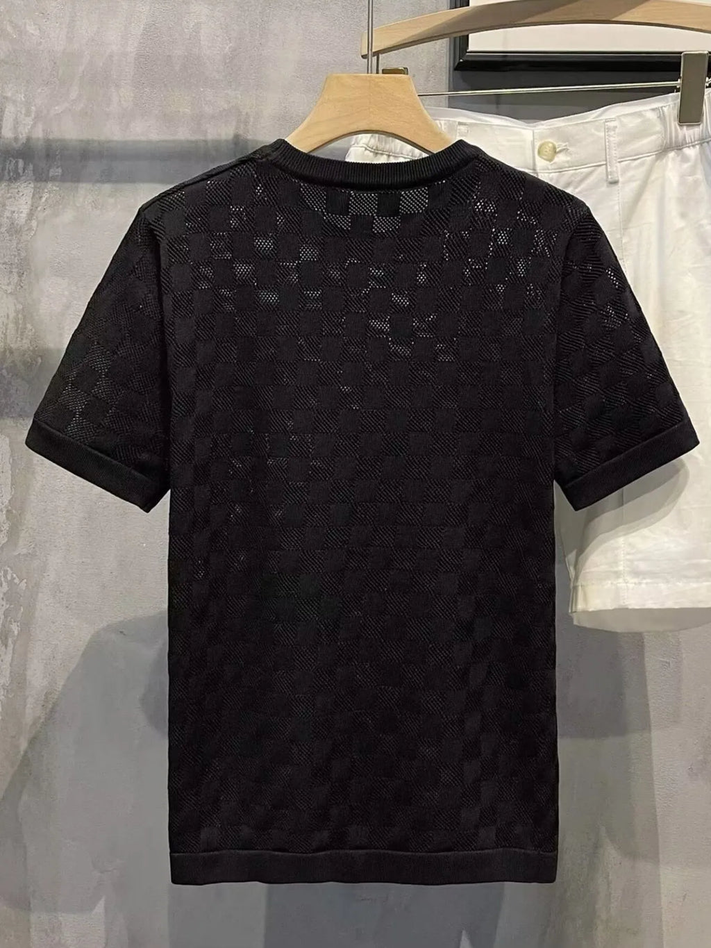 Men's Full Size Checkered Round Neck Short Sleeve T-Shirt Plus Size | Tampa Bay Discounts