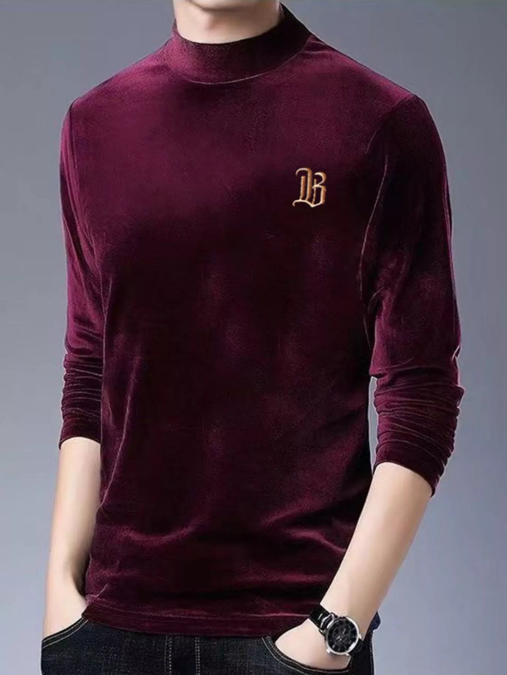 Men's Plus Size Mock Neck Long Sleeve Top | Tampa Bay Discounts