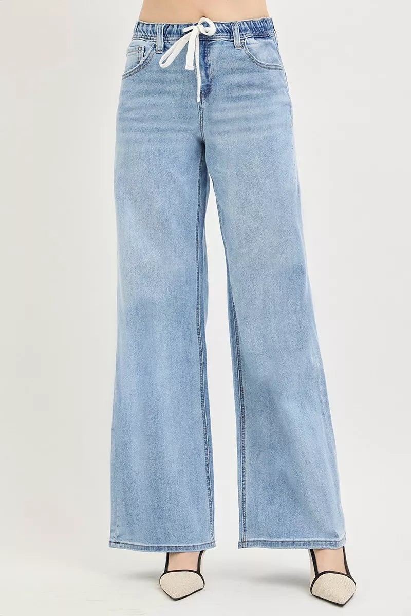 risen-elastic-band-slouchy-wide-jeans-with-drawstring Image 2
