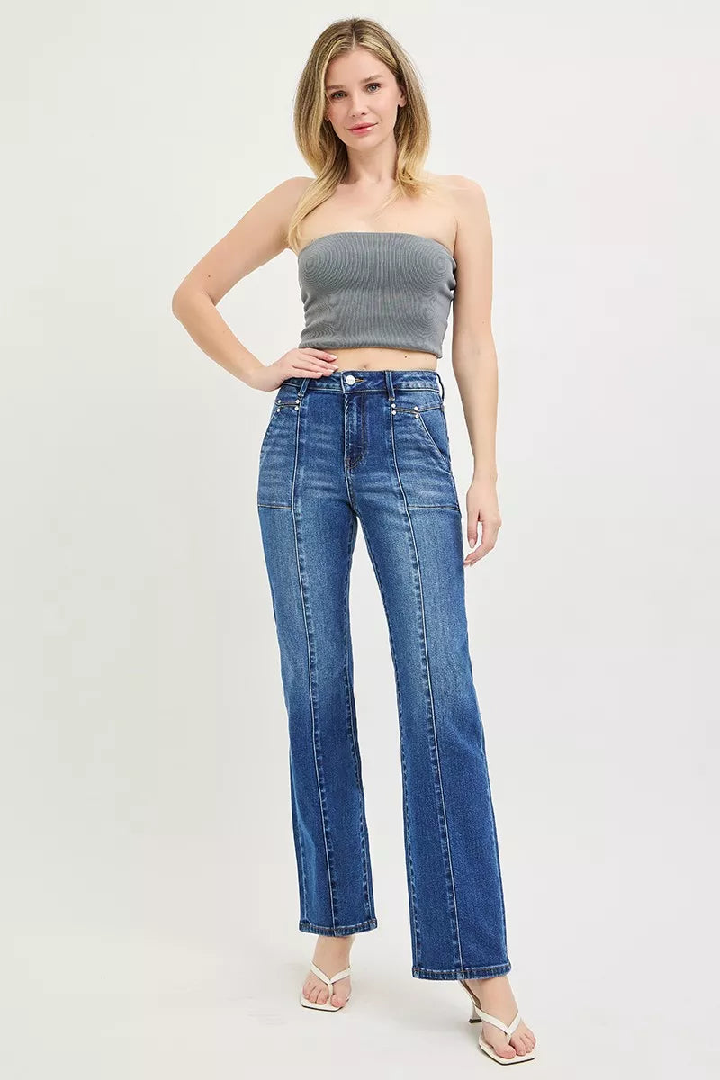 risen-high-rise-straight-patch-pocket-seamed-jeans Image 6