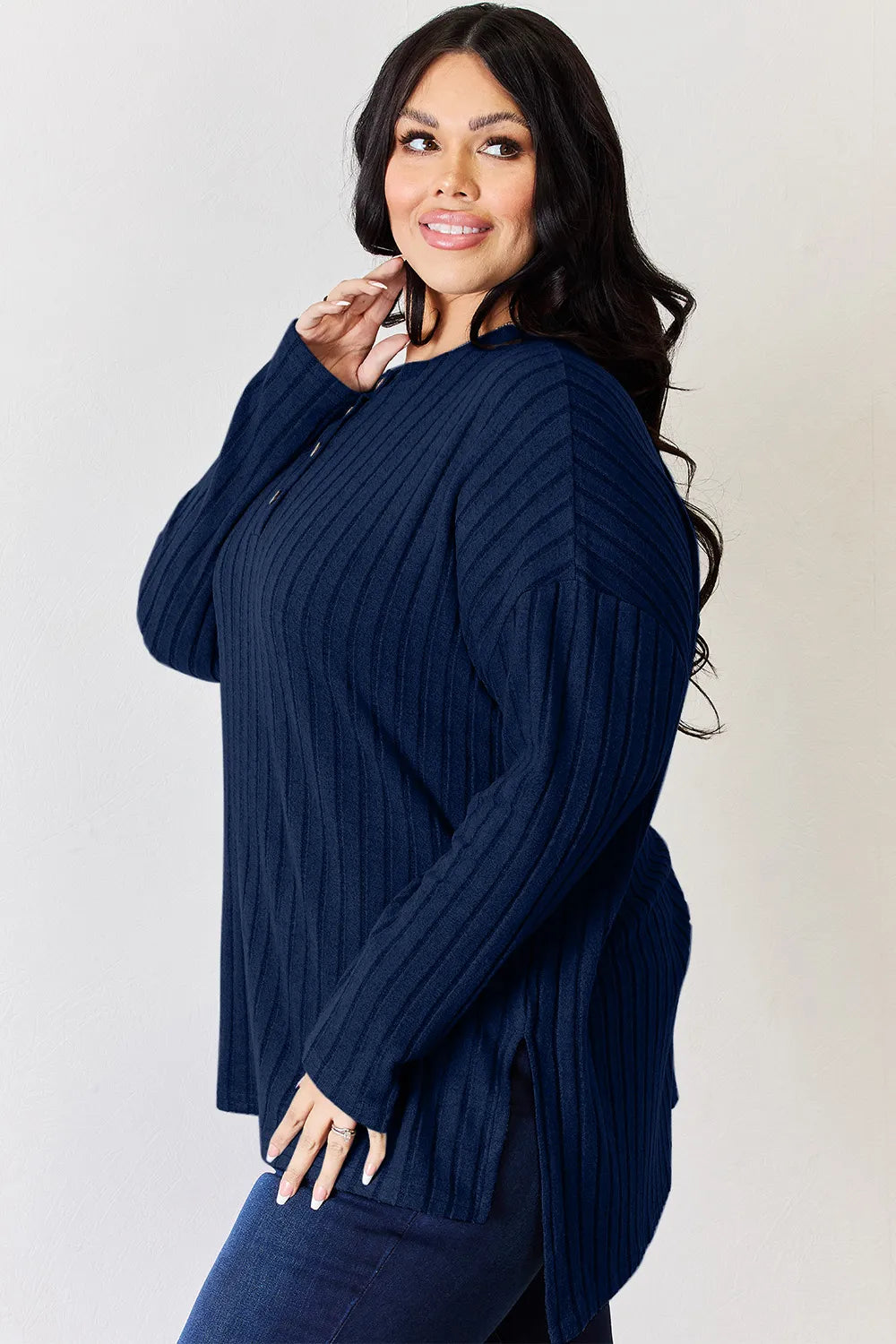 basic-bae-full-size-ribbed-half-button-long-sleeve-high-low-t-shirt image 33