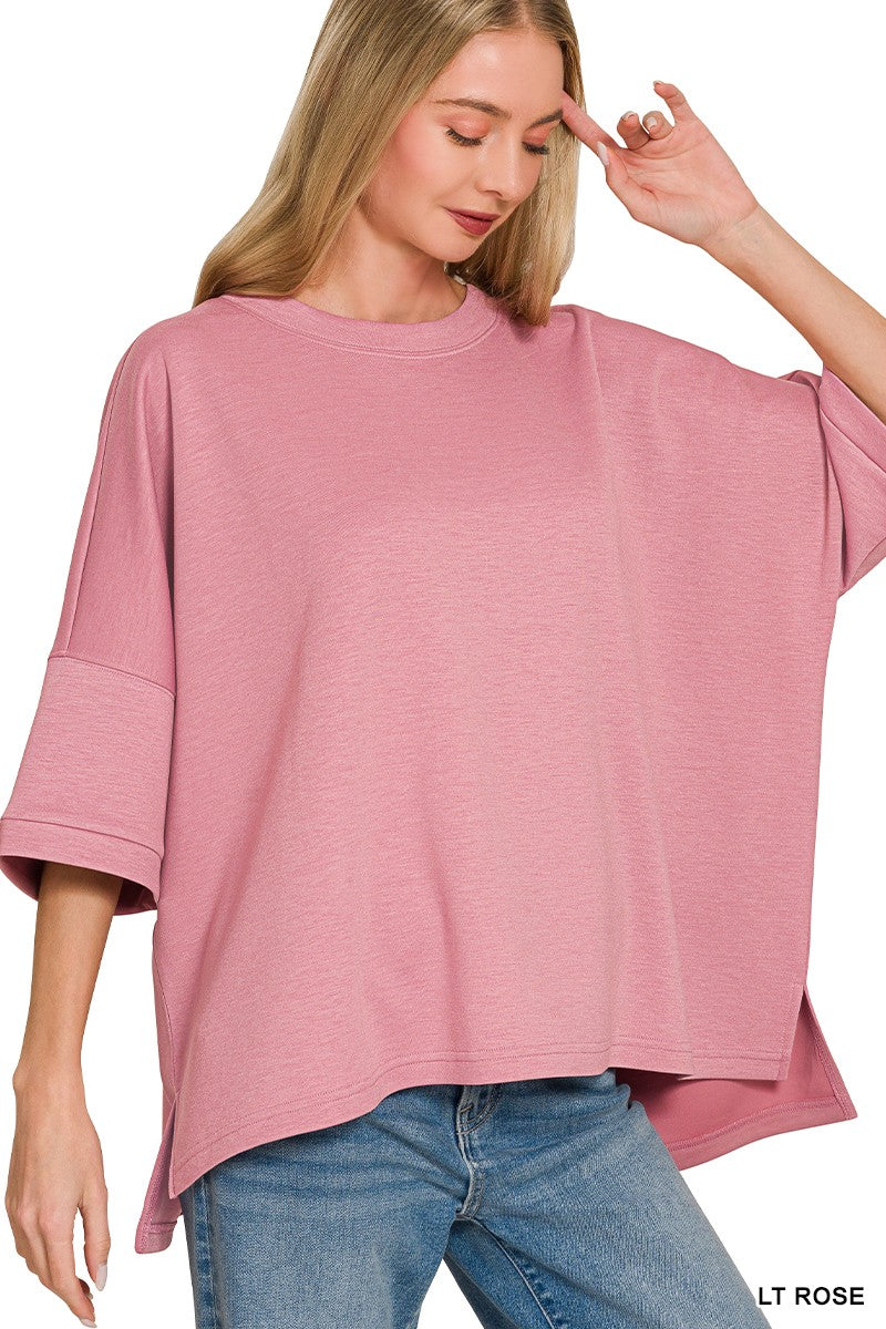 zenana-scuba-round-neck-top-with-side-slits-2 image 2