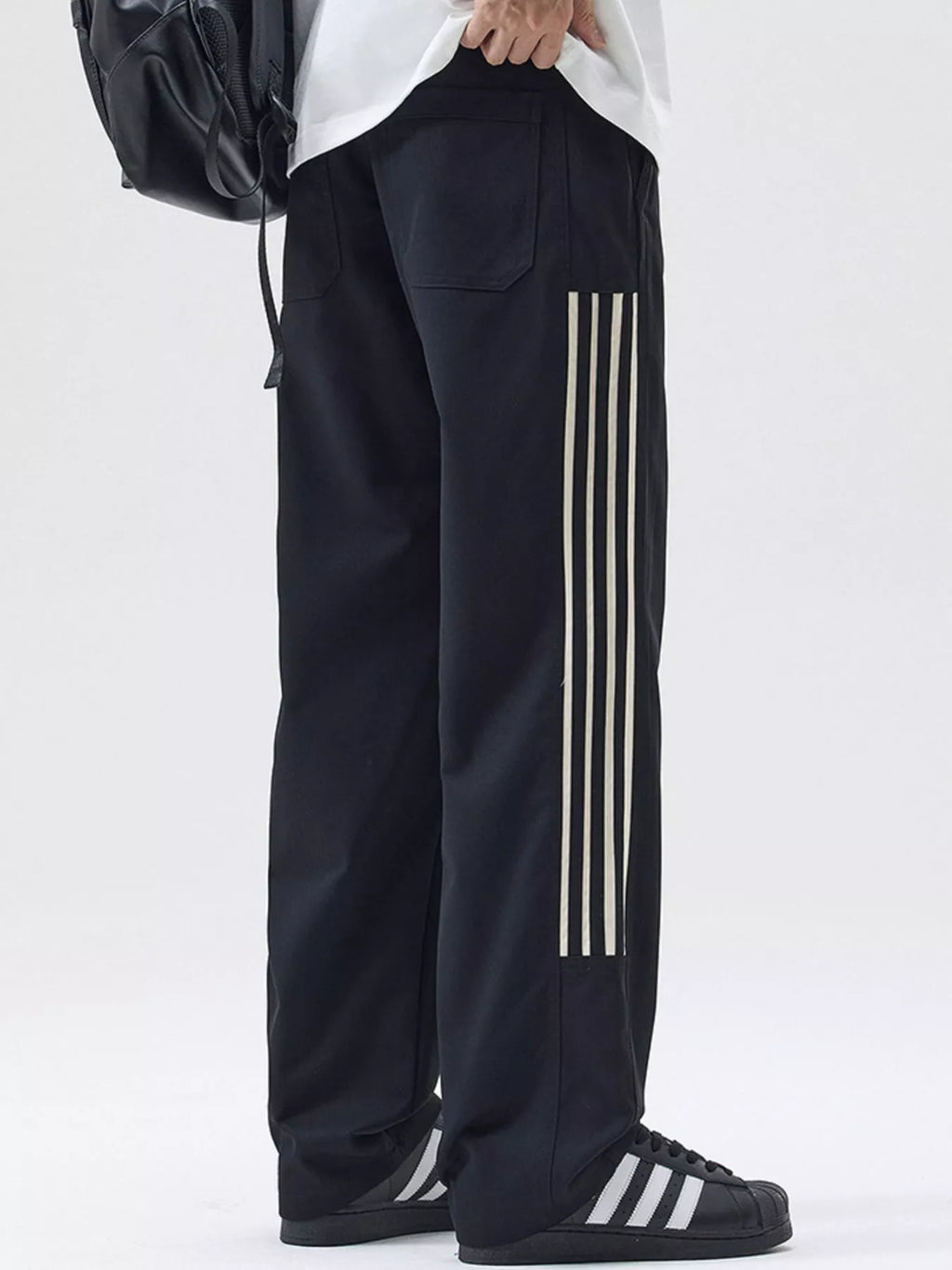 Men's Full Size Side Striped Wide Leg Casual Pants Plus Size | Tampa Bay Discounts