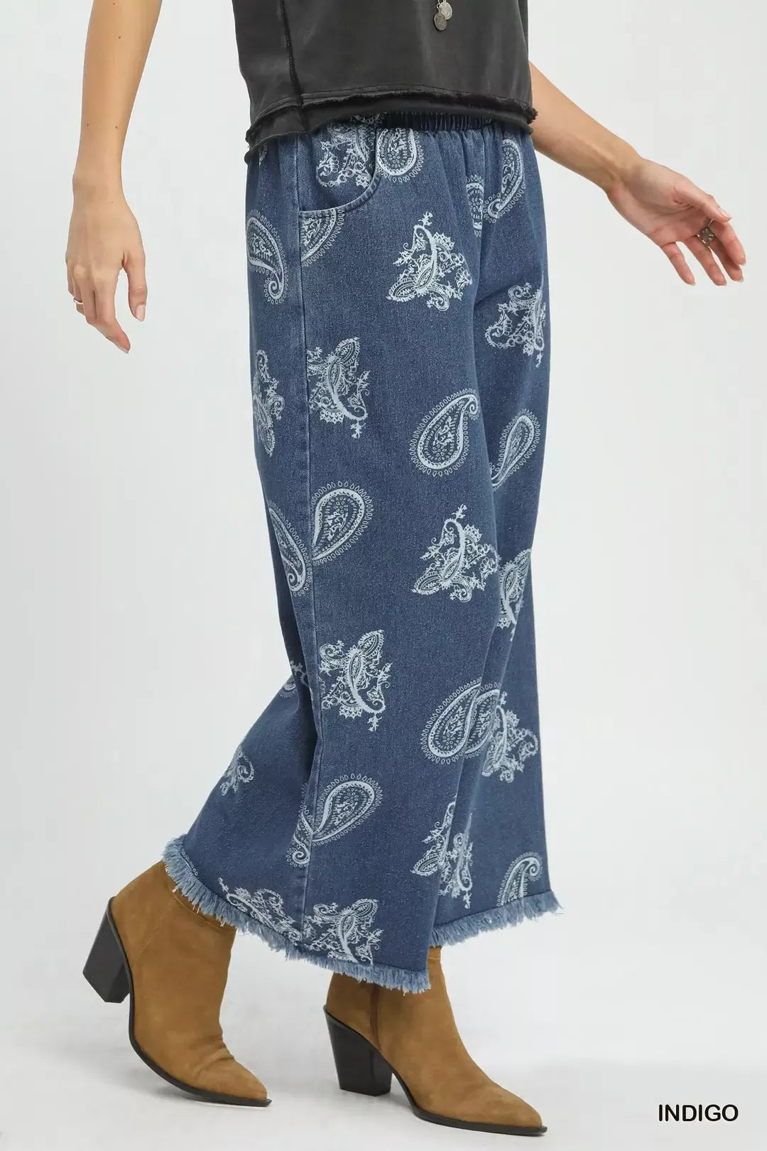 umgee-denim-paisley-wide-leg-pants Image 2