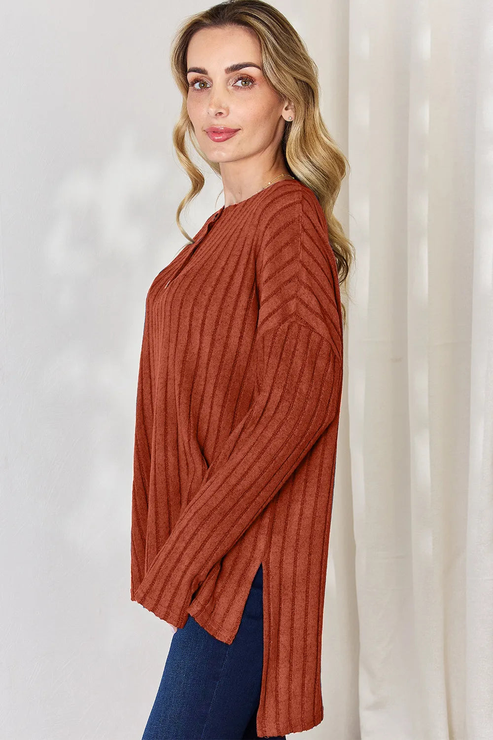 basic-bae-full-size-ribbed-half-button-long-sleeve-high-low-t-shirt image 24