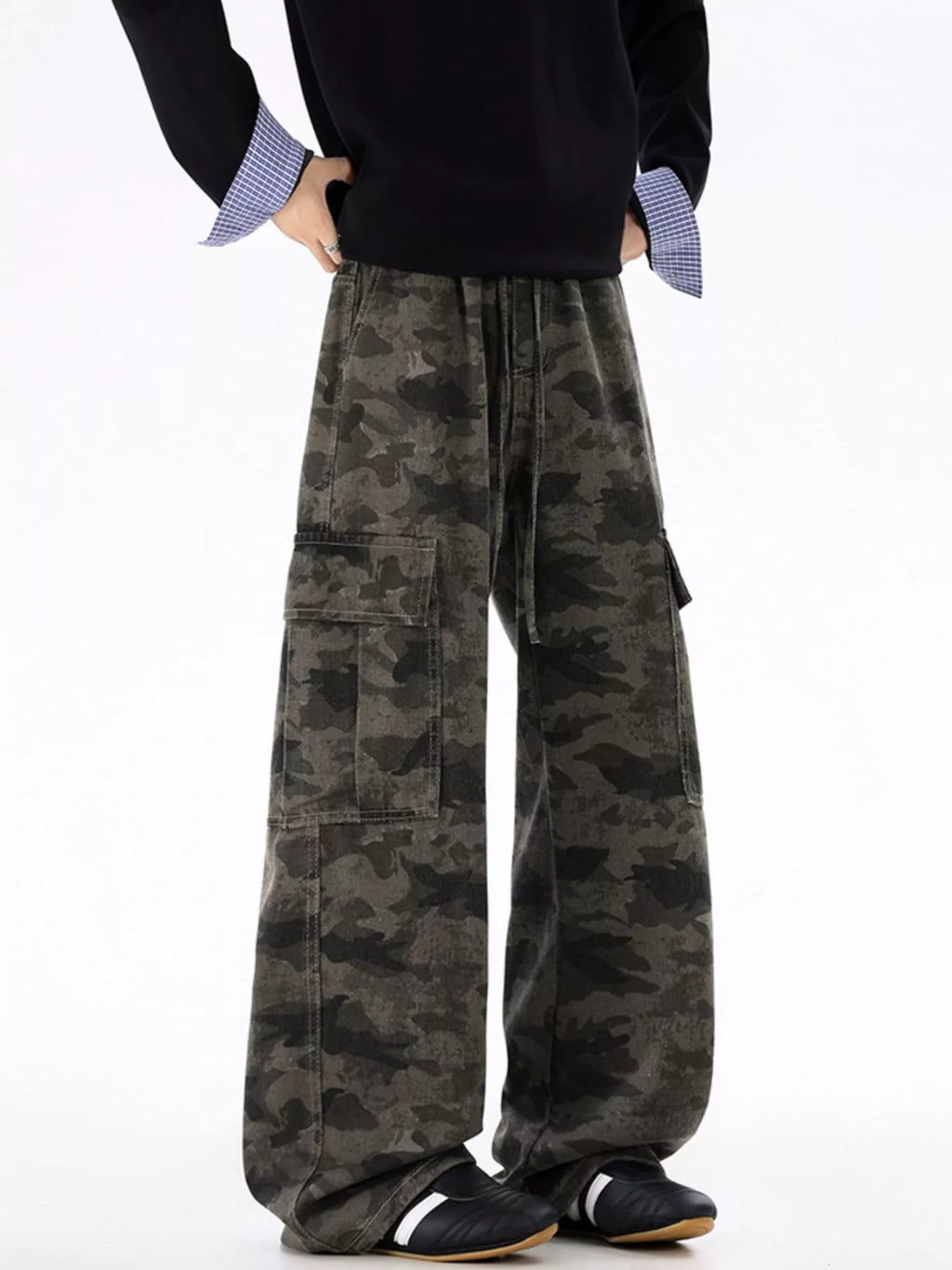 Men's Plus Size Drawstring Camouflage Wide Leg Pants | Tampa Bay Discounts