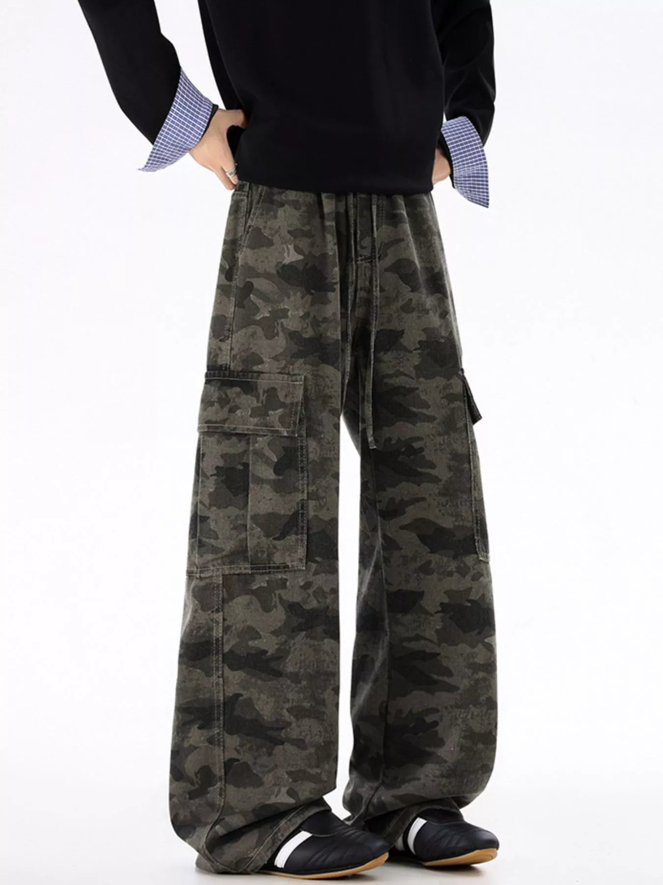 Men's Plus Size Drawstring Camouflage Wide Leg Pants | Tampa Bay Discounts