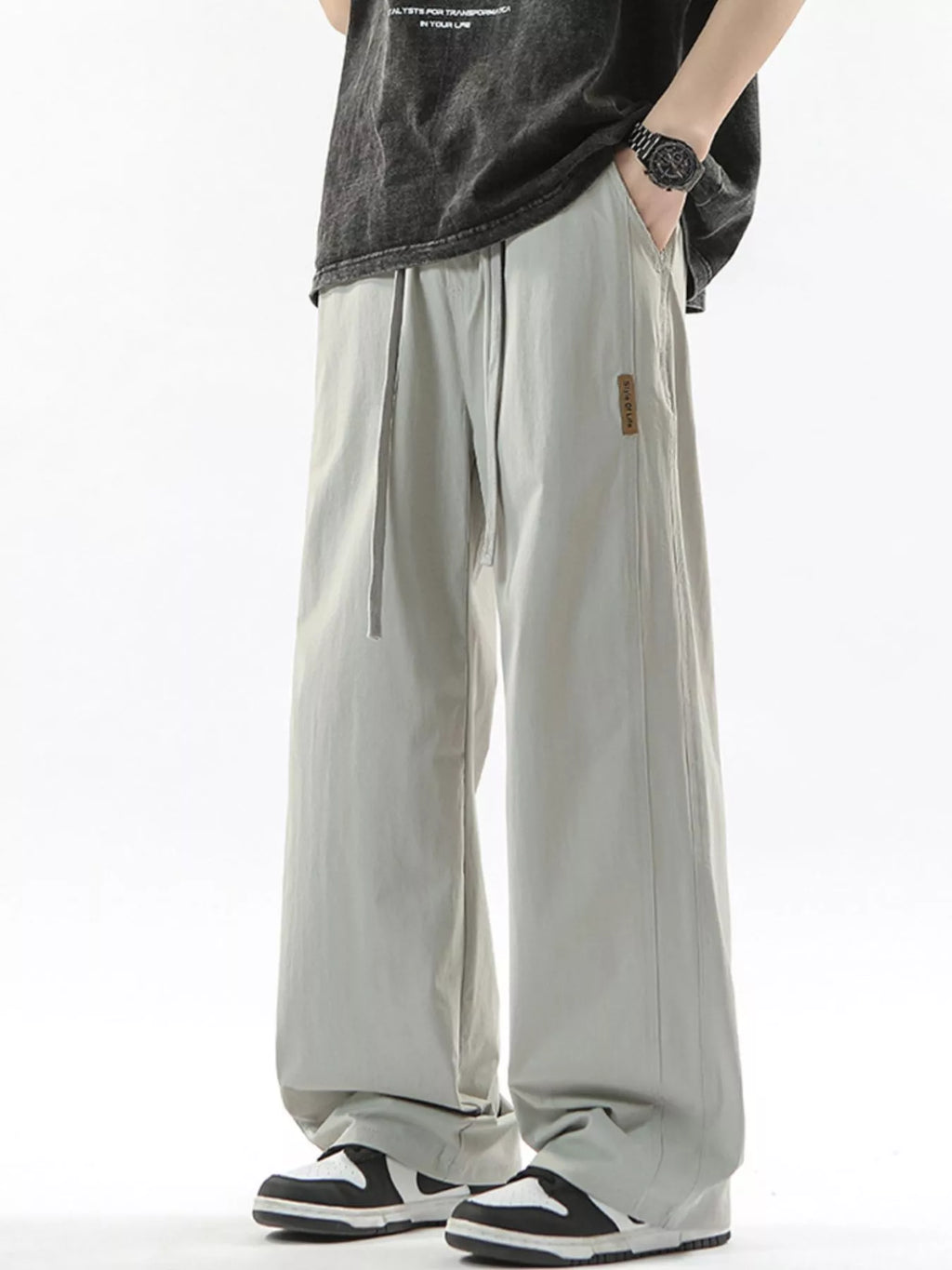 Men's Full Size Loose Fit Drawstring Wide Leg Pants Plus Size | Tampa Bay Discounts