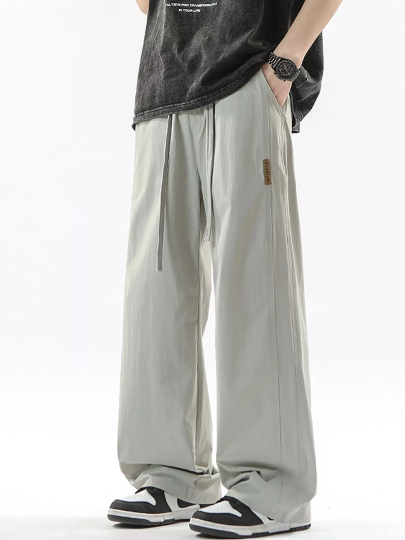 Men's Full Size Loose Fit Drawstring Wide Leg Pants Plus Size | Tampa Bay Discounts