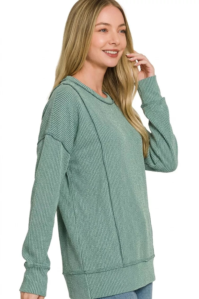 zenana-corded-rib-long-sleeve-round-neck-top-3 image 3
