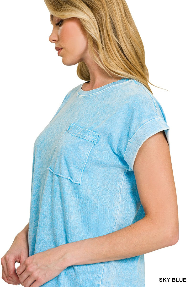 zenana-halo-snow-washed-cuffed-short-sleeve-tee-3 image 4