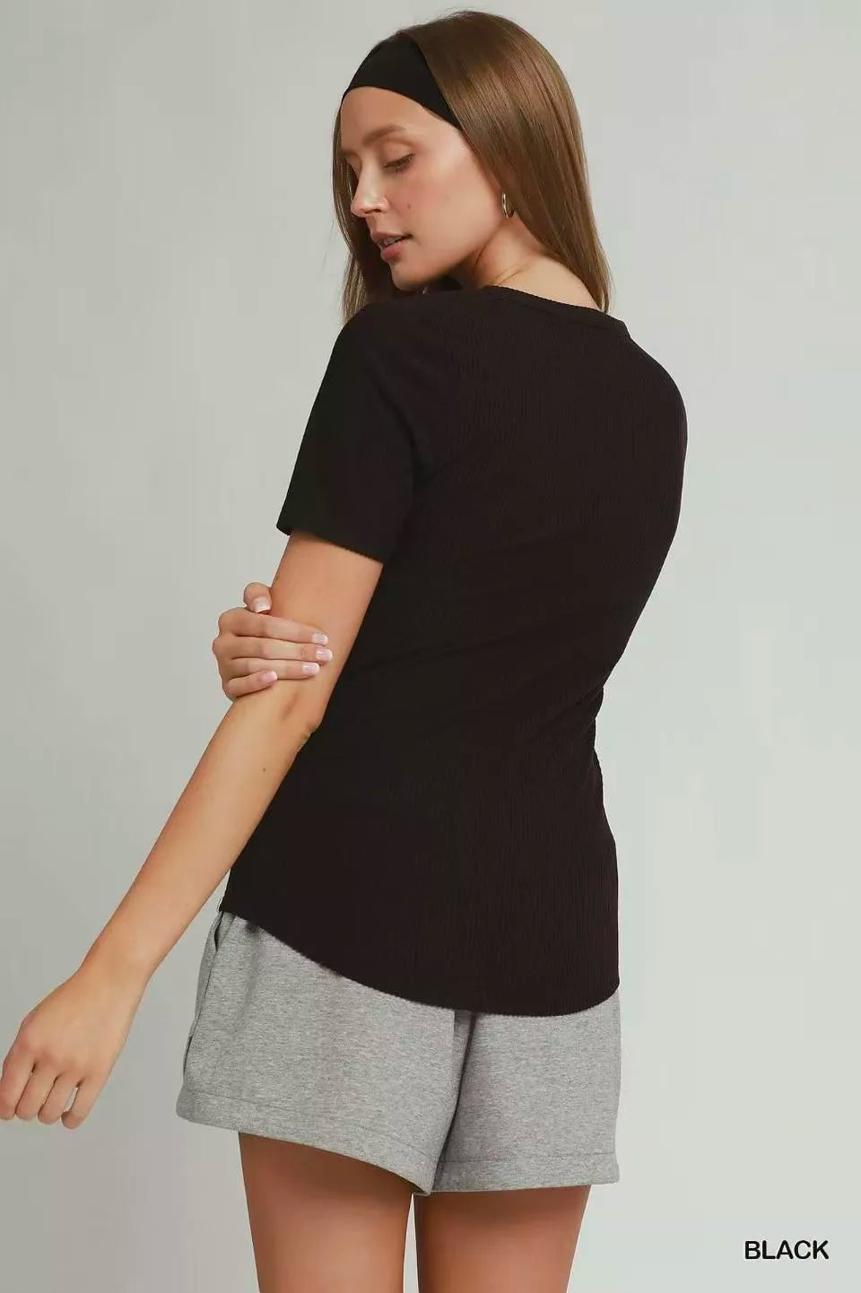 umgee-brushed-rib-short-sleeve-top image 3
