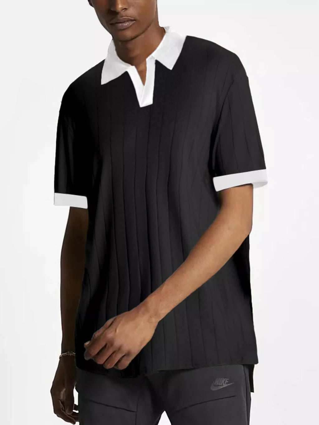 Men's Full Size Contrast Trim Short Sleeve Polo Plus Size | Tampa Bay Discounts