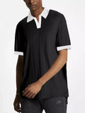 Men's Full Size Contrast Trim Short Sleeve Polo Plus Size | Tampa Bay Discounts