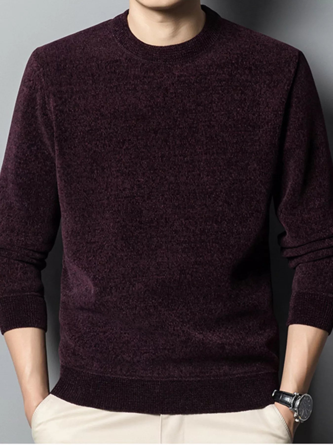 Men's Plus Size Round Neck Long Sleeve Sweater | Tampa Bay Discounts