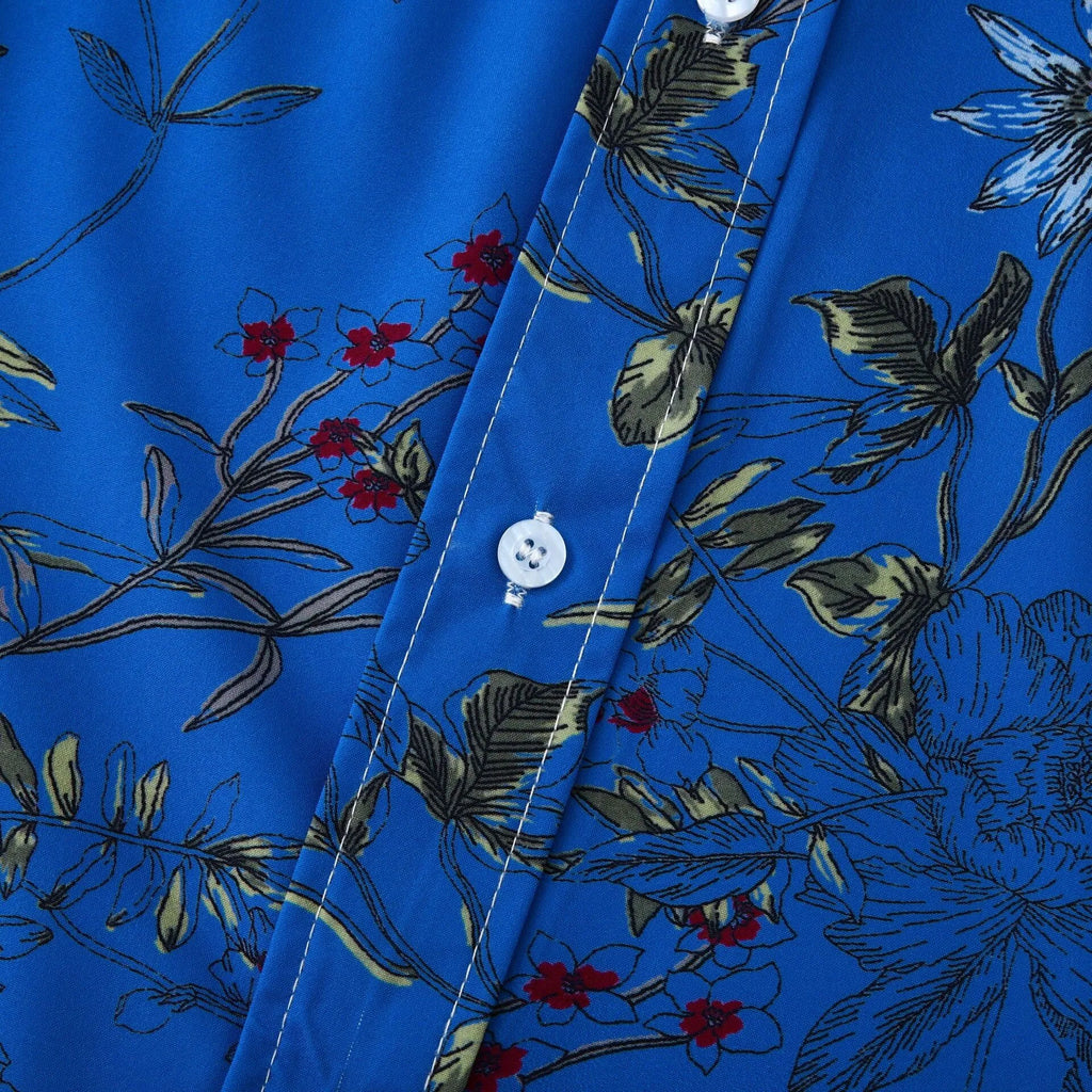 Men's Plus Size Floral Print Short Sleeve Button Down Casual Shirt | Tampa Bay Discounts